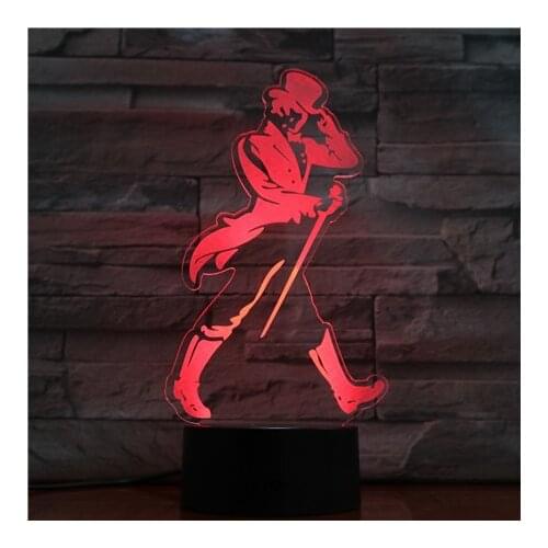 Magician Figure Man LED Acrylic Night Light with 7 Colors Touch Remote Control Illusion Change Home Decoration Lights 3D-1531