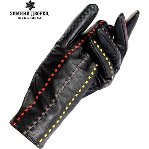 Shop to buy best Female gloves,Genuine Leather,Adult,Cotton Lined,Stylish black leather gloves color bar,Leather gloves