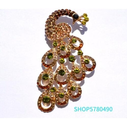 Fashion Jewelry Rhinestone Peacock Brooch Multi Color Women Elegant Pin Ladies Corsage Party Dress Garments Holiday Ornaments