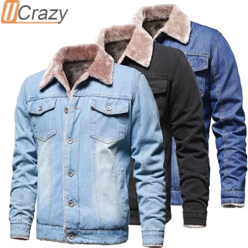 Mens 2021 Autumn Winter Men Classic Thick Warm Fleece Denim Jacket Coat Men Outwear Outfits Vintage Motor Jeans Jacket Plus 2XL