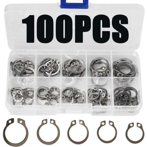 100Pcs 304 Stainless Steel M8 M9 M10 M11 M12 M13 M14 M15 M16 M18 Jump Ring Circlip Sack Retainer E Clip Split Washers