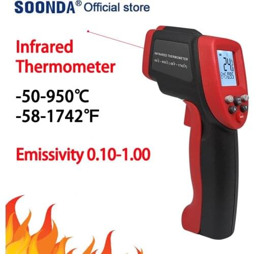 NOT FOR PEOPLE) IR Thermometer Gun Adjustable Emissivity -50 to 950 °C (-58 to 1742 °F) Laser Infrared Thermometer