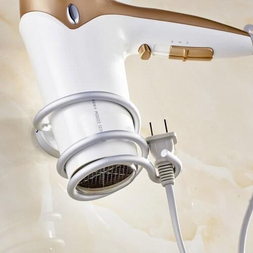 2019 New Rotating Hair Dryer Holder with Wire Organizer - Wall Mounted Self Adhesive Hair Blow Dryer Shelf Rack Holder Stand