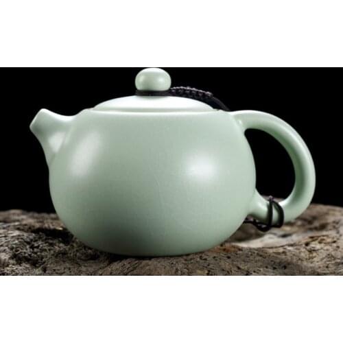 2021 New Teapot Chinese Ru Kiln Teapot Xishi Teapot Ceramic Ice Cracked Teapot Office and Household Single Pot Kungfu Tea Set