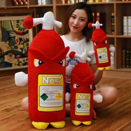 New Creative Plush Toys NOS Nitrous Oxide Bottle Soft Pillow Turbo JDM Cushion Gifts Car Decor Backrest