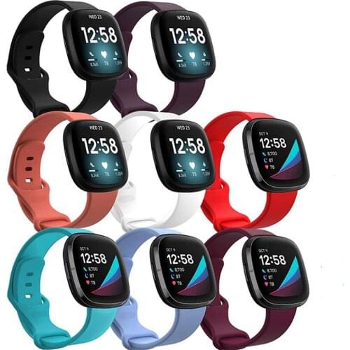 8 Pack )Bands for Fitbit Versa 3 Waterproof Soft Silicone Sport Straps Replacement Women Men Wristbands for Fitbit Sense Watch