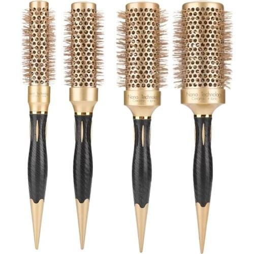 Ionic Curling Hair Brush Barber Comb Rolling Comb Hairstyling Tool Accessories for Home Beauty Salon Hair Ceramic Round Comb