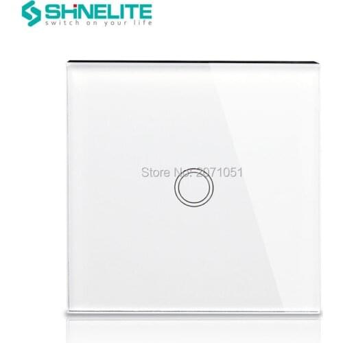 Shinelite EU Standard Switch Wall Remote control Switch White Crystal Glass smart, 1 Gang 1 Way Switch, 110-240VAC,Free shipping