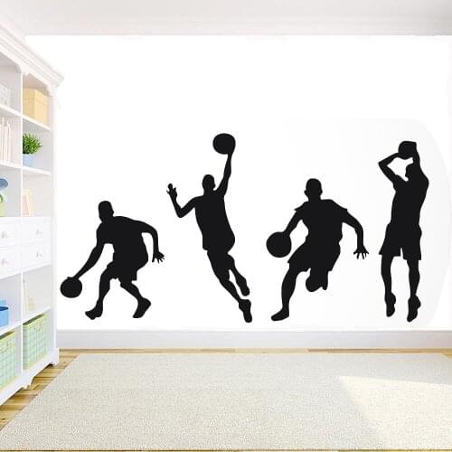 Basketball Sports Wall Decal Basketball Games Player Silhouette Ball Wall Sticker Vinyl Home Boys Bedroom Design Decor X249