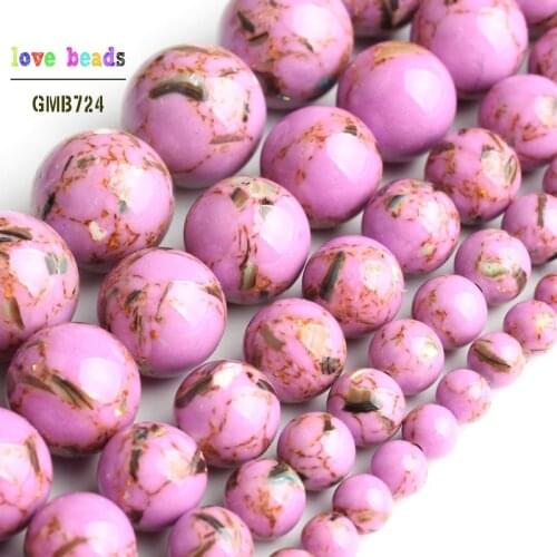 Light Purple Howlite Stone Round Loose Shell Beads for Jewelry Making 15'' Strand DIY Bracelet 4/6/8/10/12mm