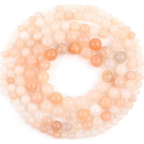 Natural Stone Light Pink Aventurine Jades Beads Smooth Loose Spacer Beads For Jewelry Making Diy Bracelet 4/6/8/10/12mm 15"Inch