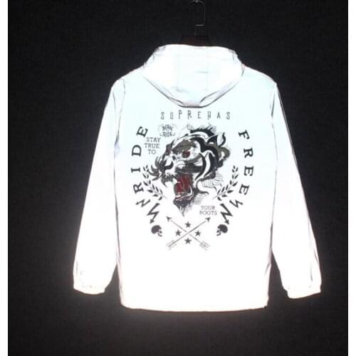 Full Reflective Jacket Men/women Harajuku Windbreaker Jackets Hooded Hip-hop Streetwear Night Shiny Zipper Coats Jacket Cool