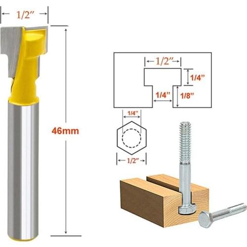 1/2'' T-Slot Cutter Steel Handle Milling Router Bit 1/4'' Shank For Woodworking