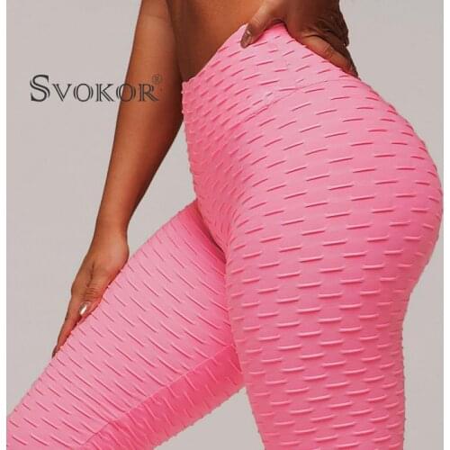 SVOKOR Fitness Female Leggings Polyester Ankle-Length Breathable Pants Leggins Women Standard Fold Push Up Legging