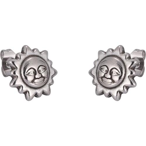 Stainless Steel Sun Stud Earring for Women Retro Ear Jewelry Accessories Vintage Fashion Punk Earrings Cute Gift PD0789