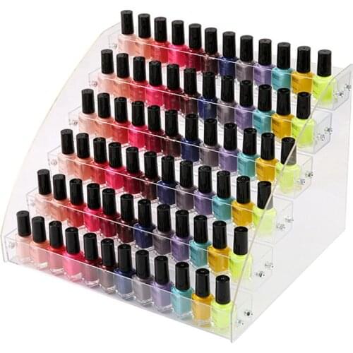 1 Pc Removable 7 Tiers Rack Acrylic Clear Nail Polish Cosmetic Varnish Display Stand Holder Manicure Tool Organizer Storage