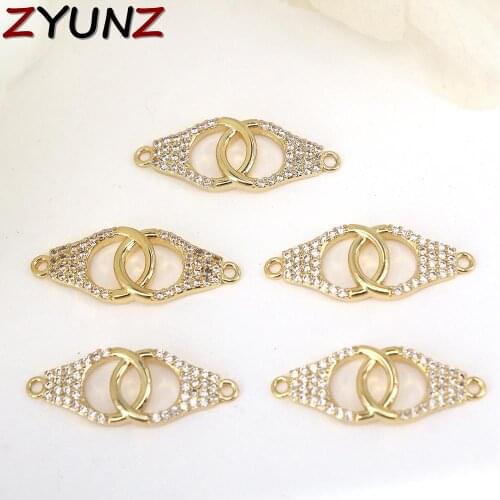 10PCS, Micro Pave CZ Dainty Gold Handcuff Charm Connectors, Gold Handcuffs Link, Necklace Bracelet Connector, Jewelry Findings