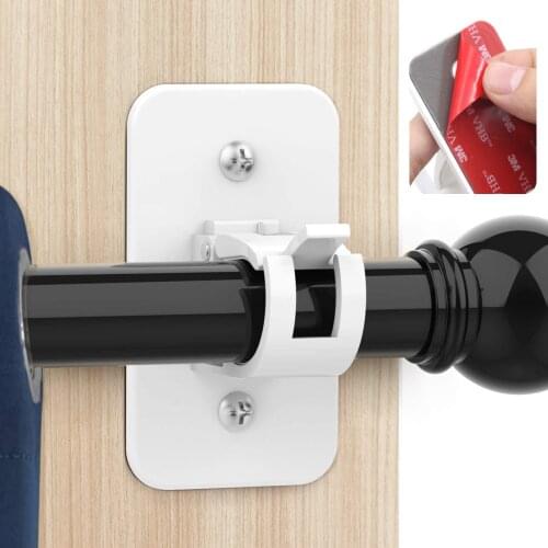 2 PCS Curtain Rod Bracket Holder, Universal Plastic Self-Adhesive And Screw Wall Mount Holder for Curtain Rod