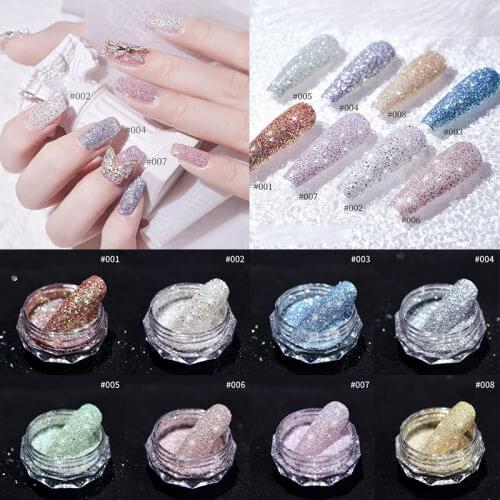 8 Colors Party Makeup Nail Glitter Manicure Nail Dust Crystal Shiny Nail Diamond Powder Holographic Nails Art Decoration