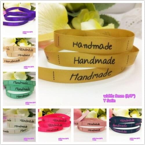 9 colors to select 10 yards Handmade English printed Satin Ribbon Tapes for hairbow gift bakery pack clothing wear Bowknot DIY