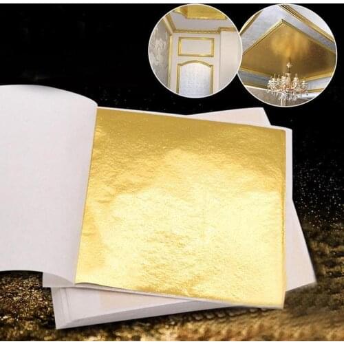 9x9cm10 Sheet DIY Practical Pure Shiny Gold Leaf Art Craft Papers Imitation Sliver Copper Gold Leaf Leaf for Gilding Decoration