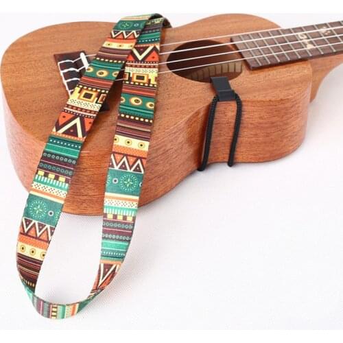 Ethnic Style Ukulele Strap Durable Adjustable Printing Ribbon Clip-on Hawaii Guitar Belt Sling Instrument Guitar Accessories