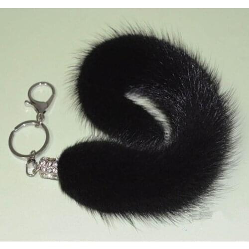 MS.MinShu Brand Mink Fur Keychain Mink Tail Keychain Real Mink fur Bag Charm Natural Fur Toy 100% genuine Natural Fur Keyring