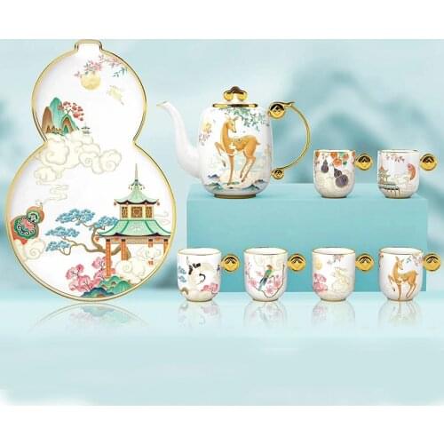 Tea Set Chinese Coffee Cup Household Items Palace Style Kitchen Supplies Handmade Light Luxury Ceramic Suit Home Decoration