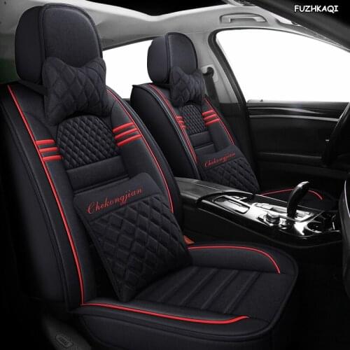 FUZHKAQI flax car seat covers For ssangyong korando kyron rexton actyon sport rodius actyon tivolan chairman car protector seat