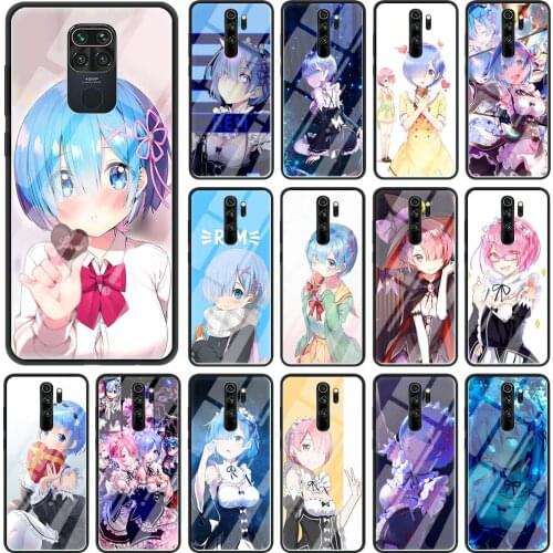 Phone Case for Xiaomi Redmi Note 9S 8 8T 9 K30 Pro K20 7 8A 9A 9C 9i Tempered Glass Funda Back Cover Anime Re ZERO Ram Rem In