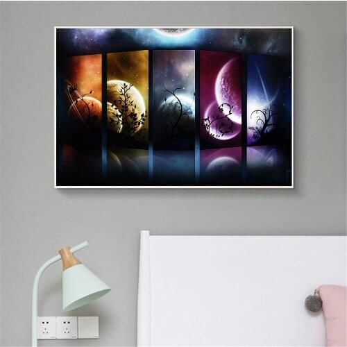 Solar System Planet Earth Decorative Painting Wall Art Pictures Cosmic Galaxy Nebula Starry Sky Space Wall Poster Canvas Prints