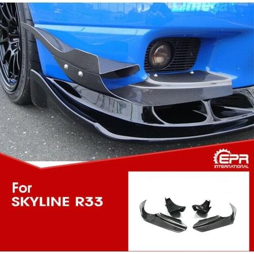 For Nissan Skyline R33 GTR AS Style Front Bumper Canard Accessories Exterior Body kits Carbon Fiber Black Glossy Finished