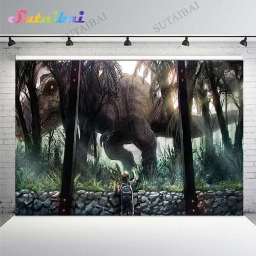 Jurassic World Dinosaur Birthday Party Decorations Backdrop for Boy Dinosaur Park Photography Background Banner Photo Studio