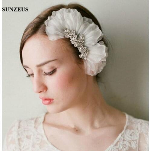 Hand-made Petals Ivory Bridal Hair Comb With Rhinestones Headpieces Wedding Accessory SQ0196