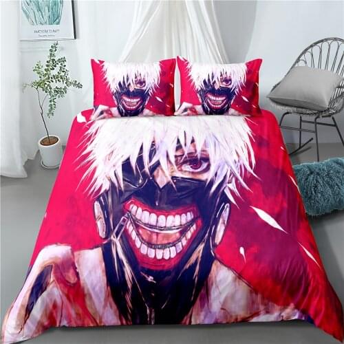 Anime Tokyo Ghoul Bedding Set Kids Boys Bed Linen Quilt Duvet Cover Sets Home Decor Twin Single Queen King Size Gift Cartoon