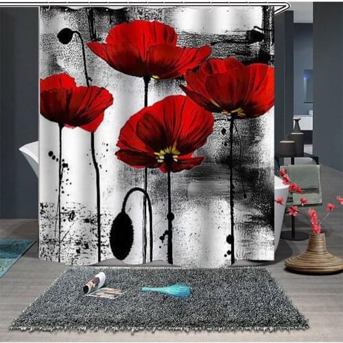 Beautiful Flowers Waterproof Polyester Shower Curtains Bathroom Curtains For Girl Woman Christmas Decoration Bathroom