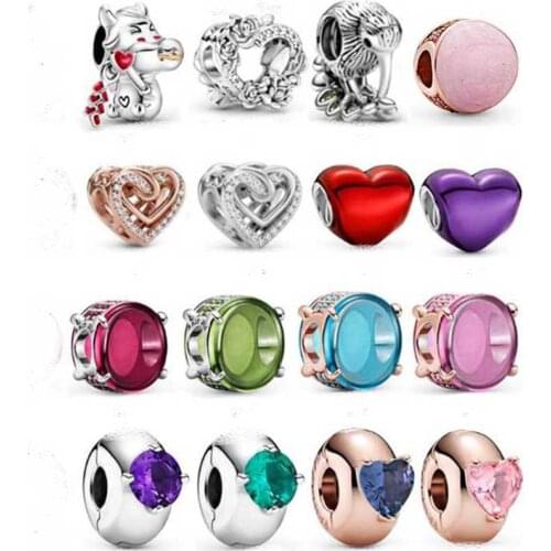 Cute Ox Charm Real 925 Sterling Silver Open Heart & Rose Flowers Charm Fit Original Bracelet Diy Jewelry Making