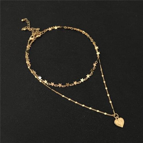 Multi Layer Lover Pendant Choker Necklace Steampunk Padlock Heart Chain Necklace Collier Best Couple Jewelry Gift