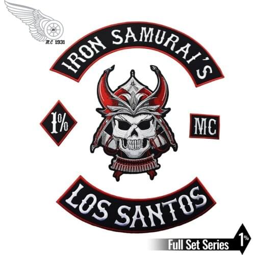 Iron samurais Los Santos motorcycle patch for jacket full back embroidery custom shirt stickers free shipping