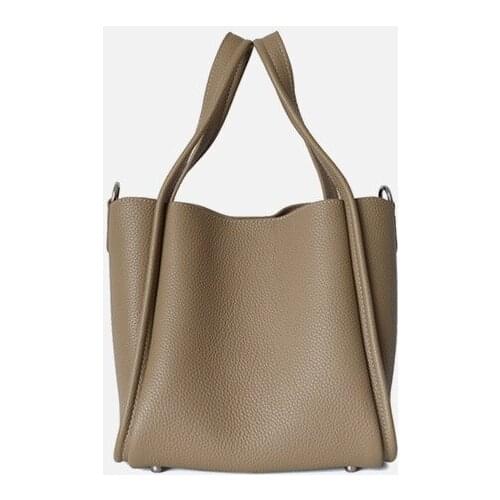 2021 new style vegetable basket bag female fashion handbag bucket bag large-capacity first layer cowhide handbag