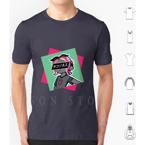 Octoling-Splatoon 2-Sad Japanese Aesthetic ( Green & Pink Ver. ) T Shirt Men Cotton Splatoon Splatoon 2 Nintento