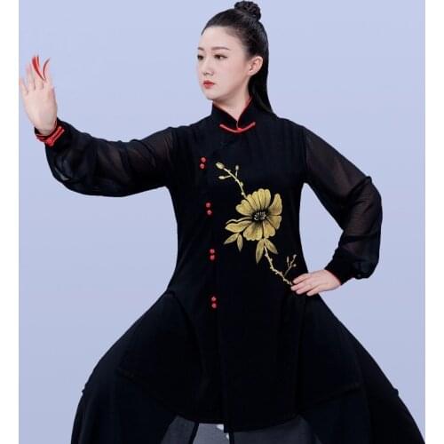 Tai Chi Clothing Women 2020 New Arrival Embroidery Black Performance Wushu Uniform Men Kung Fu Outfit Male Tai Chi Uniform 11040