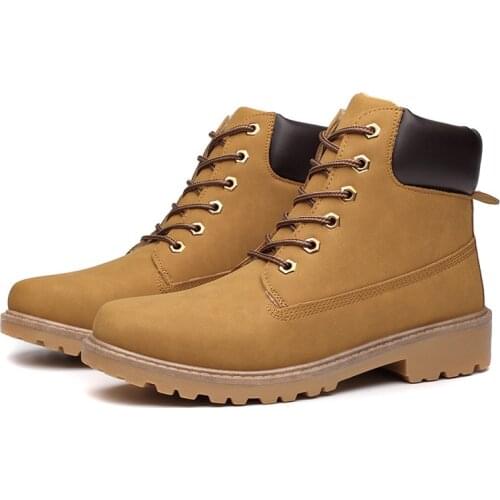 Autumn winter outdoor mens cotton shoes Boots Mens Snow Work Boots Yellow High-top Comfortable Men Casual Shoes size 39-46