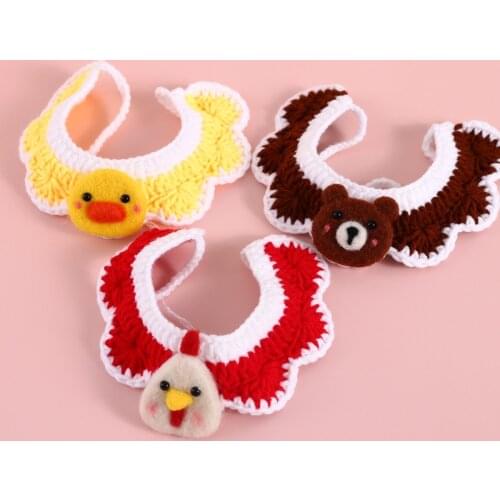 Pet Cartoon Animal Collar Cute Knitting Bib Soft Comfortable Cat Dog Rabbit Accessories Necklace Scarf Trend Casual Adjustable