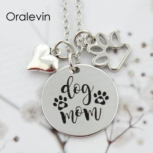 DOG MOM Dog Necklace Pet Loss Gift for Mom Dog Mom Memorial Pet Jewelry Pet Necklace Metal Stamped Jewelry #LN2341