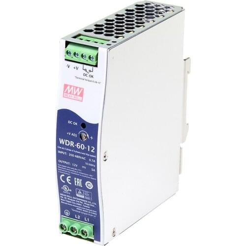 Mean Well WDR-60 series meanwell DC 5V 12V 24V 60W Ultra Wide Input Industrial DIN RAIL Power Supply