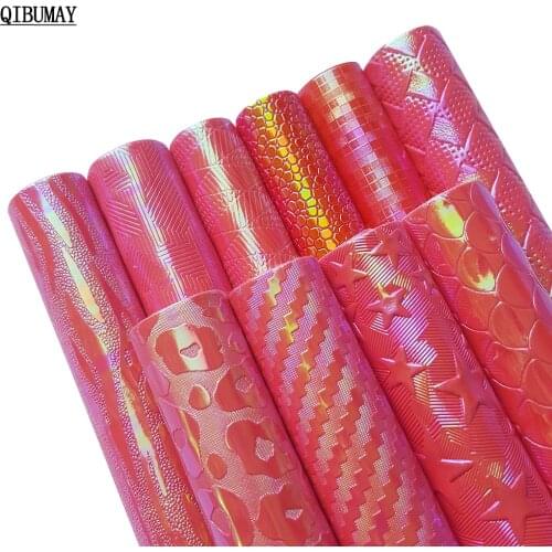 QIBUMAY Wholesale Red Faux Leather Sheets Snake Vinyl Fabric For Bag Making DIY Hairbow Accessories Party Decoration Materials