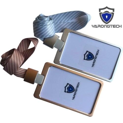 RFID Card Holder Aluminium Alloy Office Employee ID Badge with Detachable stripe Lanyard
