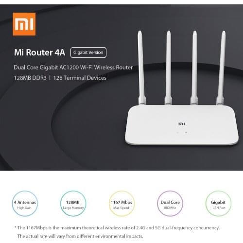 Xiaomi Mi Router 4A/4A Gigabit Version 100M/1000M 2.4GHz 5GHz WiFi 1167Mbps WiFi Repeater 128MB DDR3 4 Antennas Network Extender