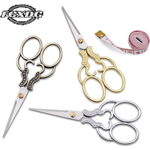 Handmade DIY Sewing Supplies Stainless Steel Embroidery Scissors Cross Stitch Scissors Yarn Golden Vintage Sewing Small Scissors